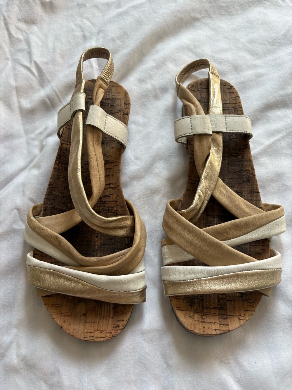 Joseph Seibel Women’s Strap Sandals in Beige, Gold & White